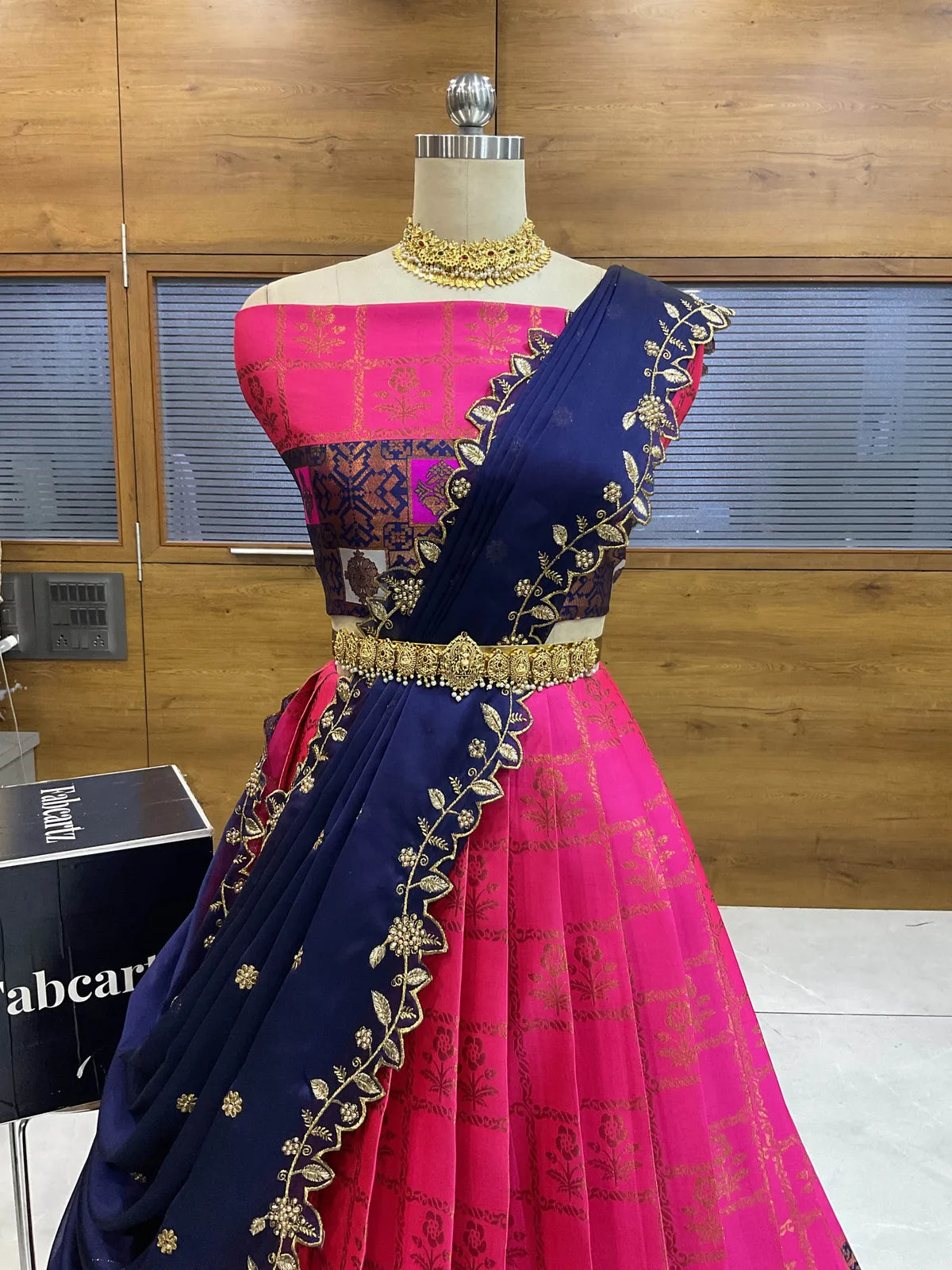 (MultiRango) South Indian Festival Traditional Half Saree with Embroidered Blouse & Dupatta