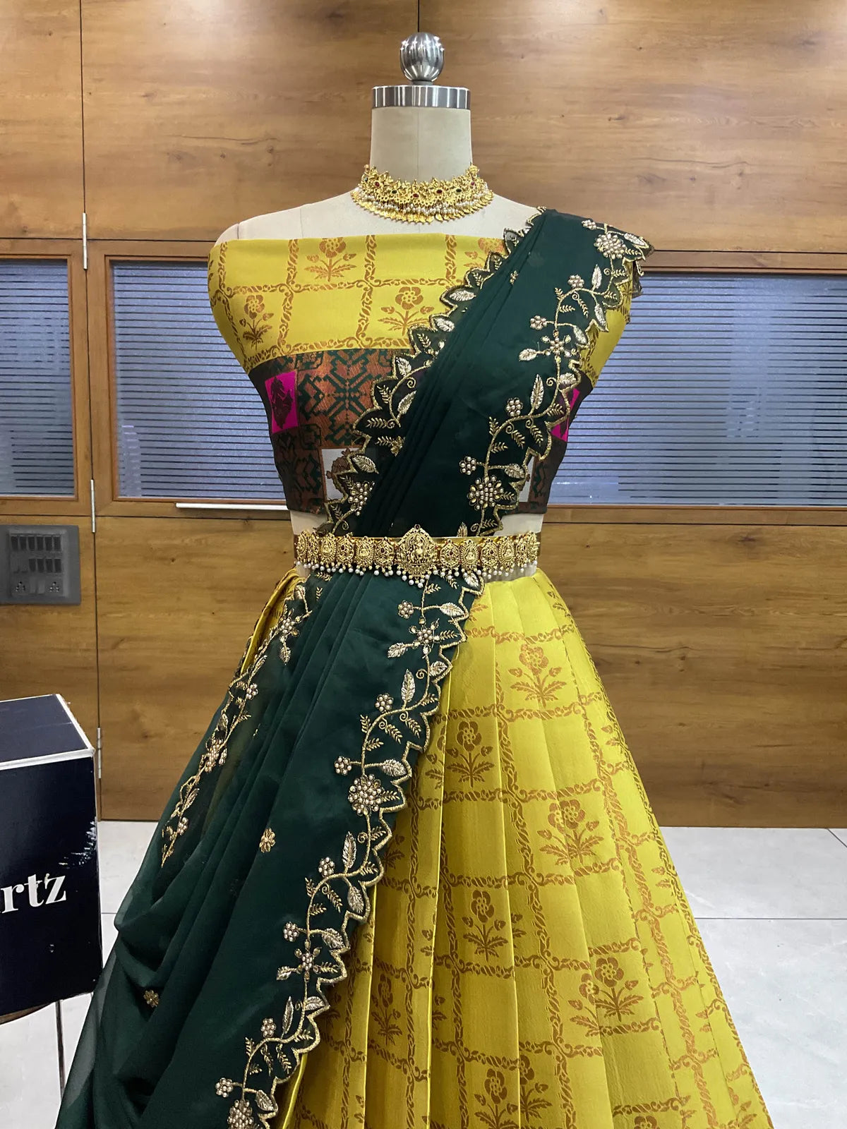 (MultiRango) South Indian Festival Traditional Half Saree with Embroidered Blouse & Dupatta