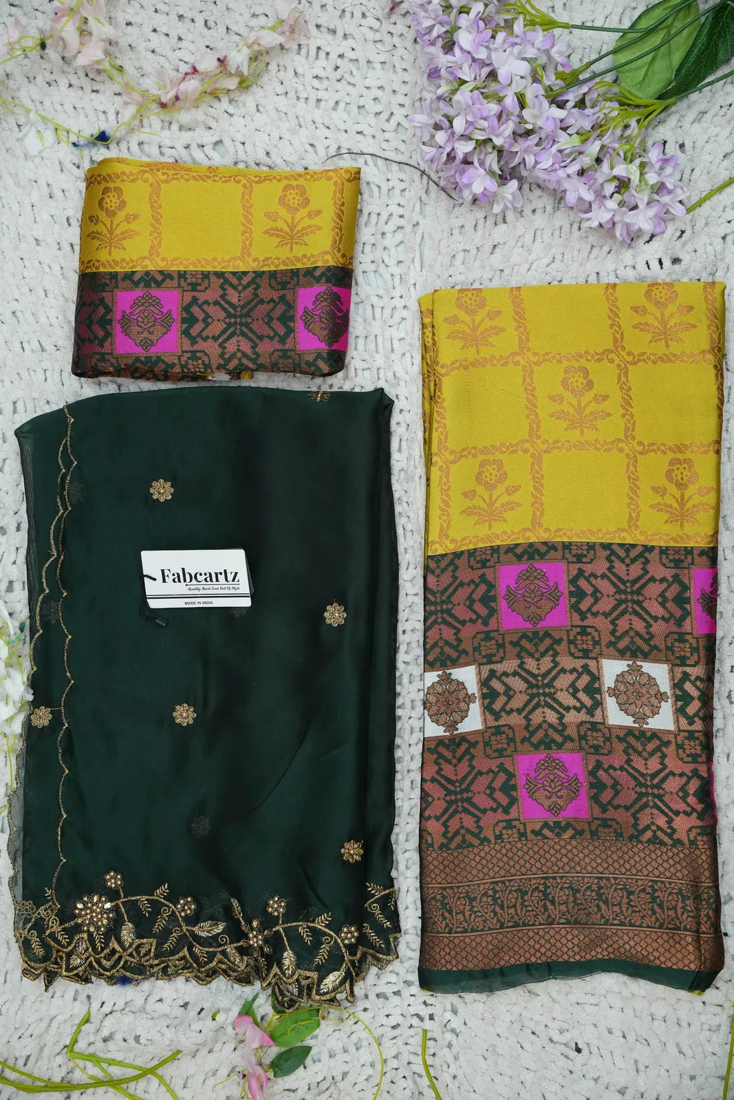(MultiRango) South Indian Festival Traditional Half Saree with Embroidered Blouse & Dupatta