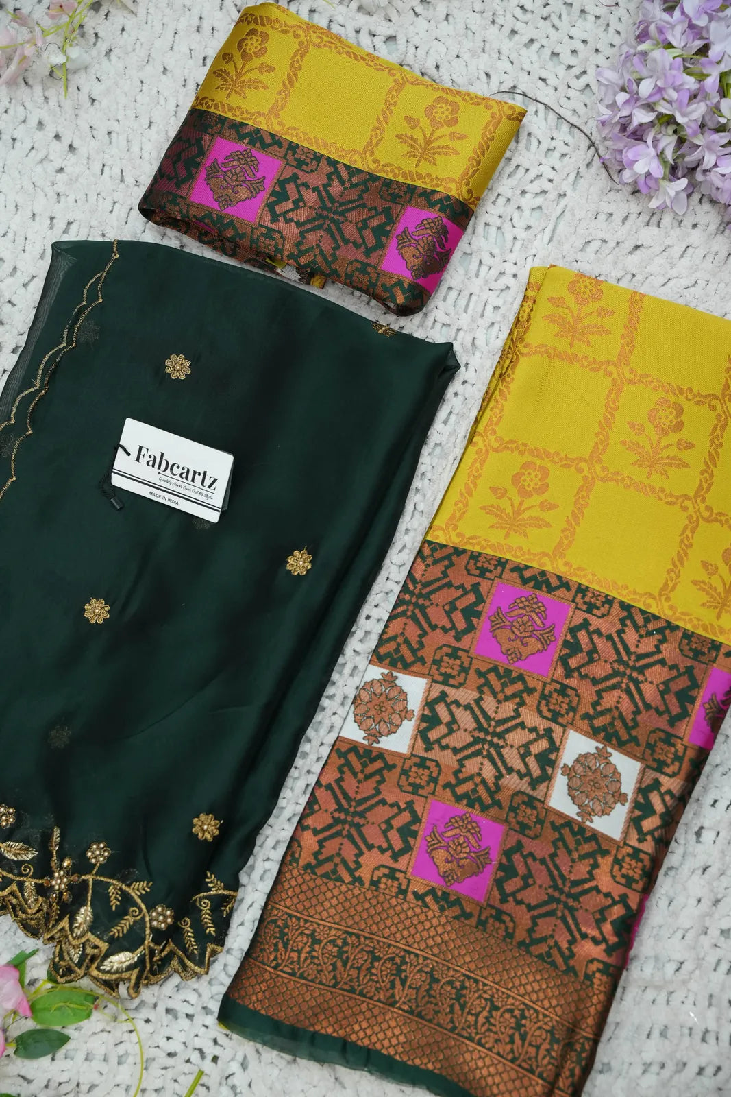 (MultiRango) South Indian Festival Traditional Half Saree with Embroidered Blouse & Dupatta