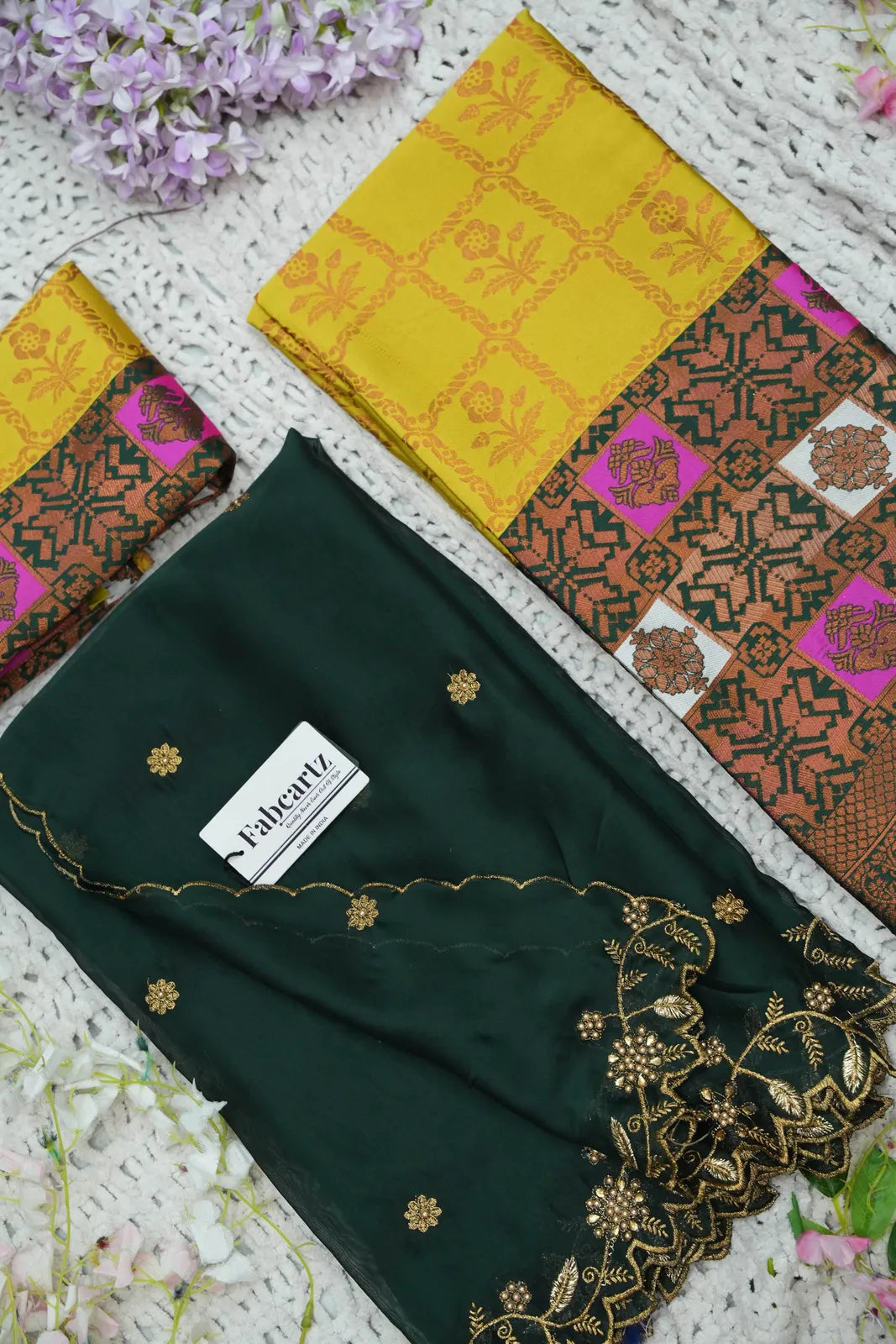 (MultiRango) South Indian Festival Traditional Half Saree with Embroidered Blouse & Dupatta