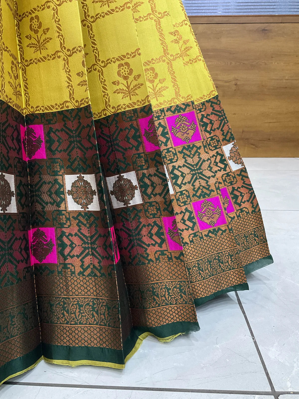 (MultiRango) South Indian Festival Traditional Half Saree with Embroidered Blouse & Dupatta