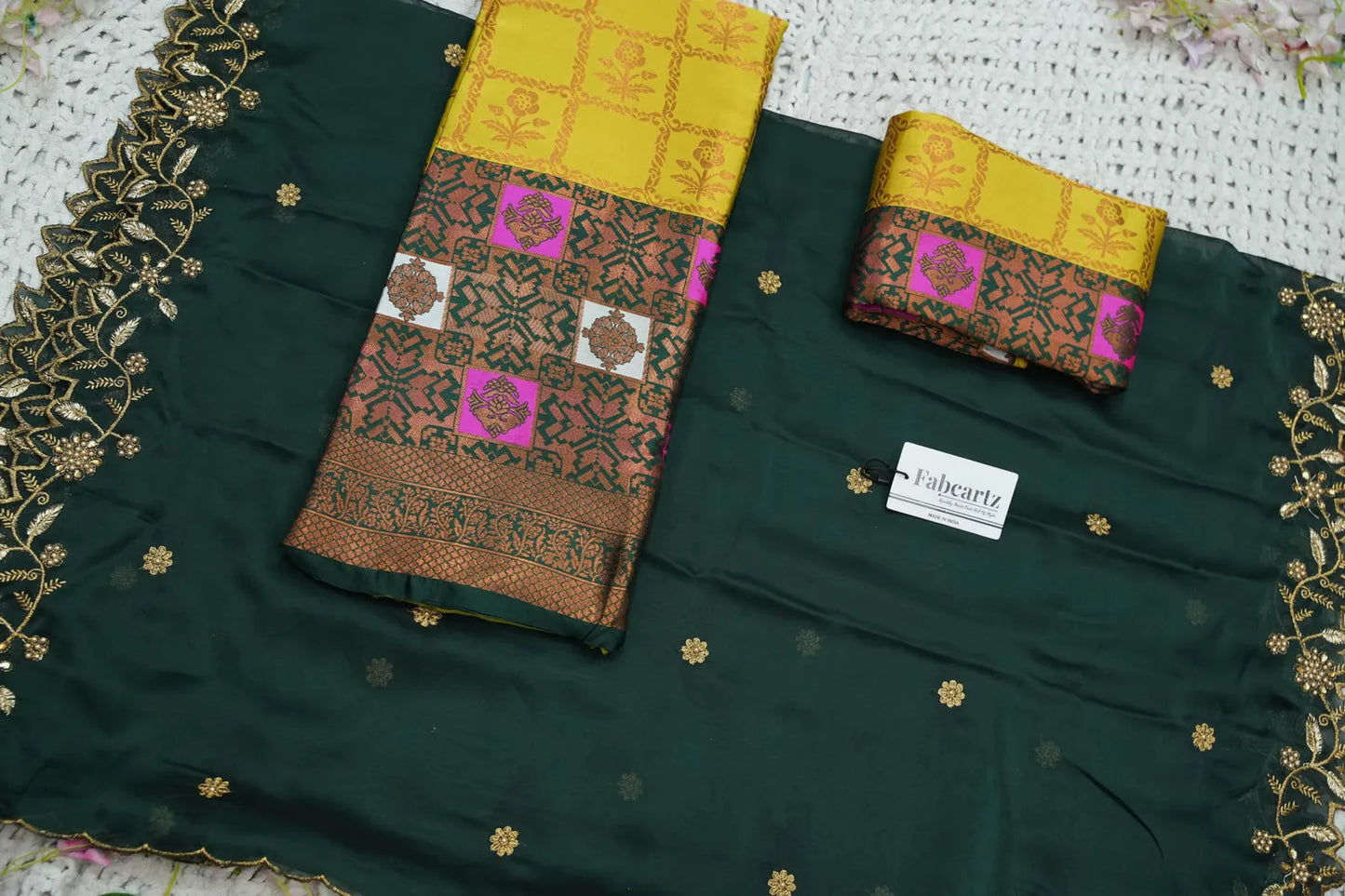 (MultiRango) South Indian Festival Traditional Half Saree with Embroidered Blouse & Dupatta