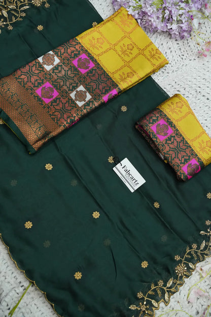 (MultiRango) South Indian Festival Traditional Half Saree with Embroidered Blouse & Dupatta
