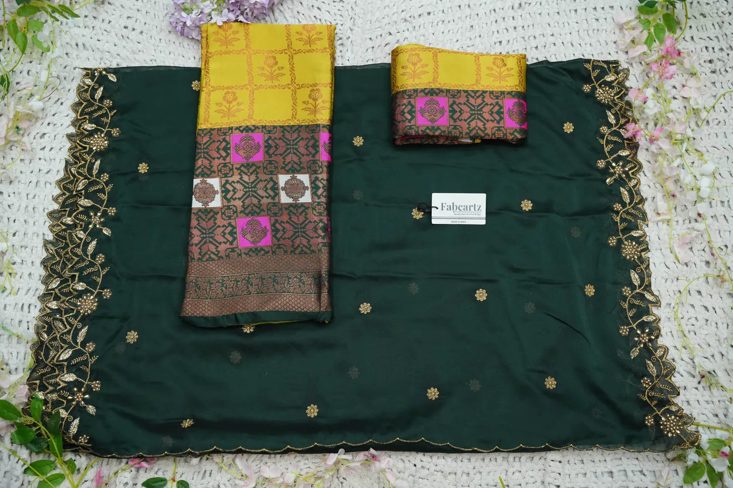 (MultiRango) South Indian Festival Traditional Half Saree with Embroidered Blouse & Dupatta