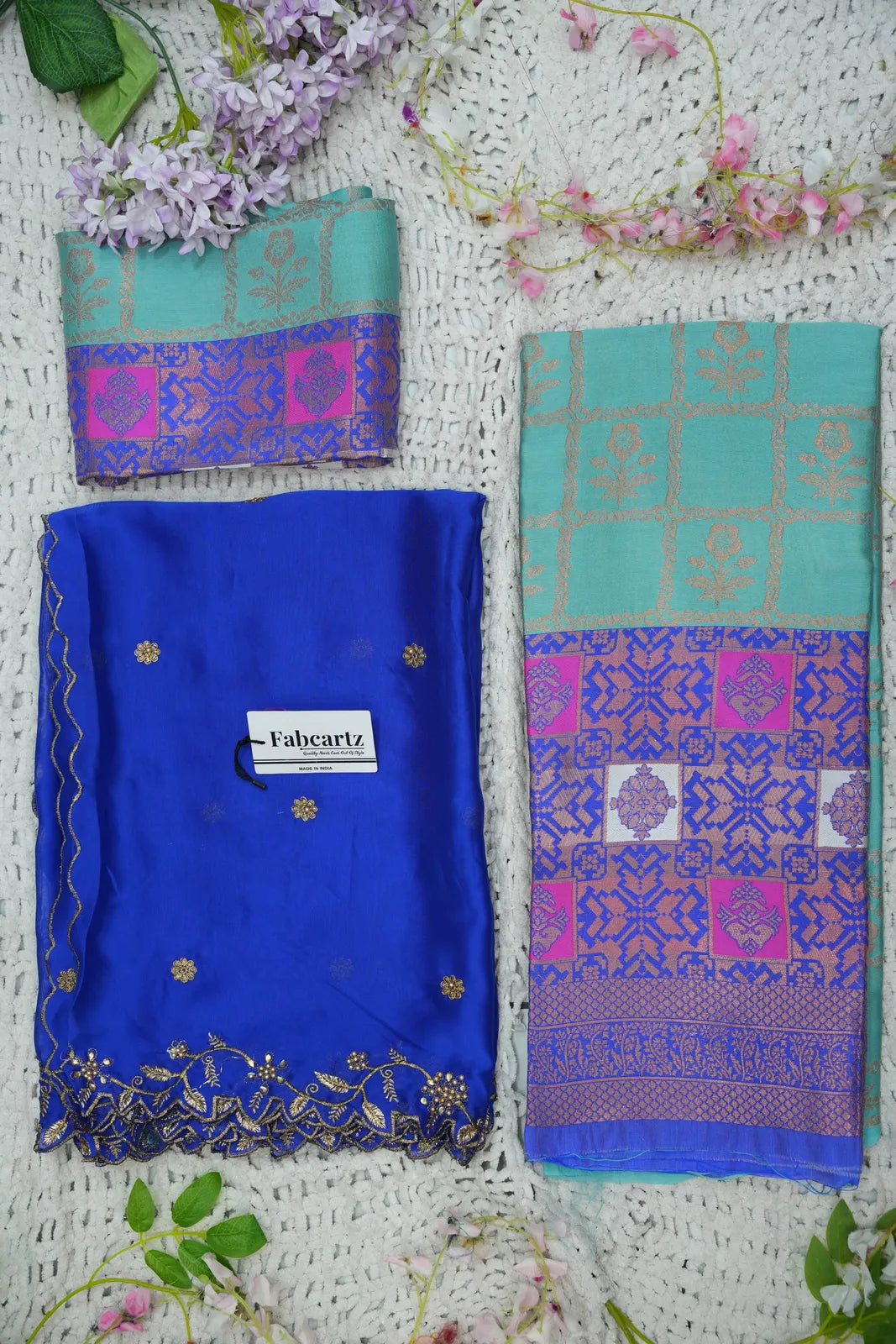 (MultiRango) South Indian Festival Traditional Half Saree with Embroidered Blouse & Dupatta