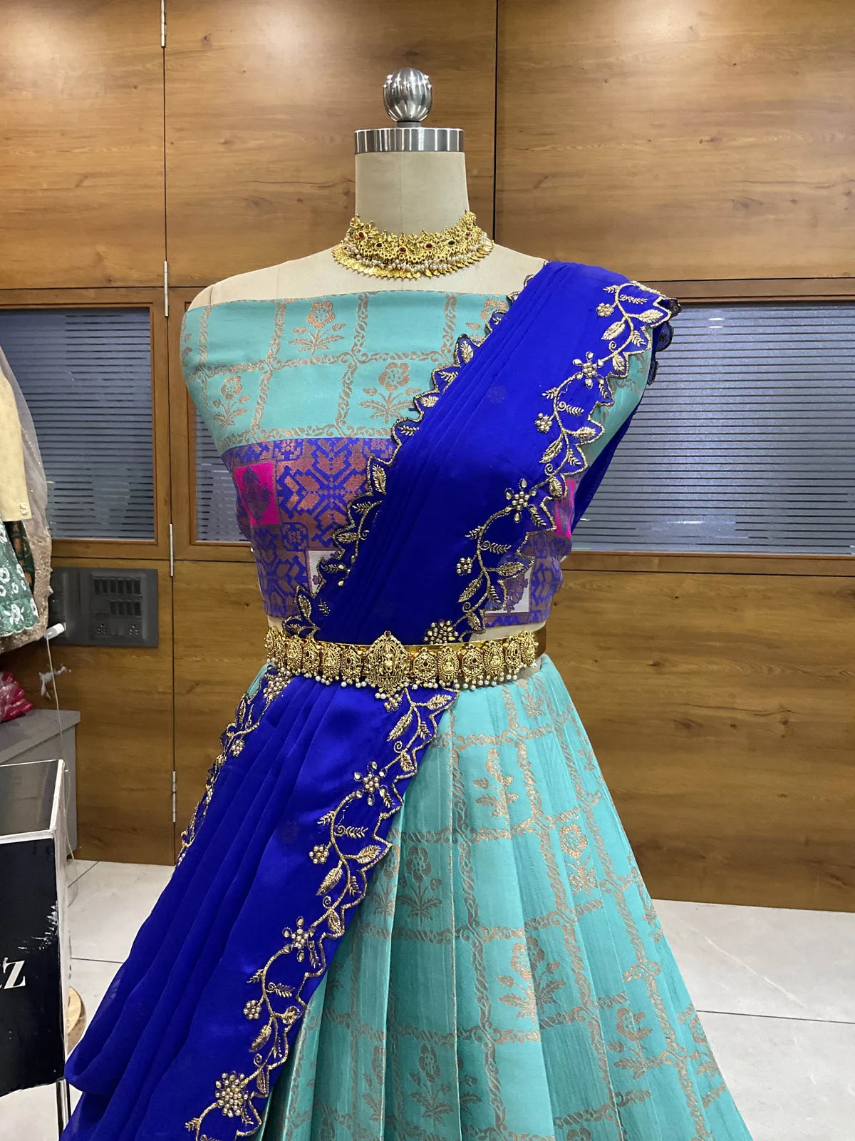 (MultiRango) South Indian Festival Traditional Half Saree with Embroidered Blouse & Dupatta