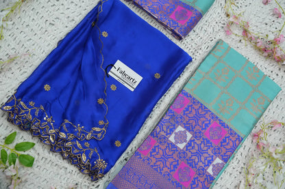 (MultiRango) South Indian Festival Traditional Half Saree with Embroidered Blouse & Dupatta