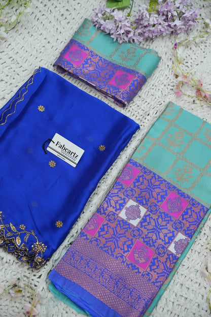 (MultiRango) South Indian Festival Traditional Half Saree with Embroidered Blouse & Dupatta