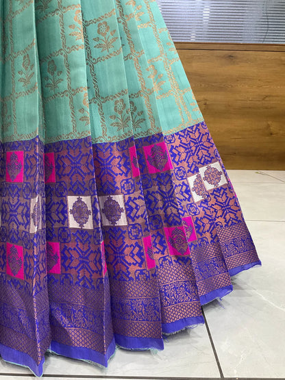 (MultiRango) South Indian Festival Traditional Half Saree with Embroidered Blouse & Dupatta