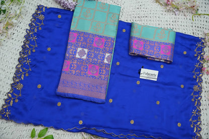 (MultiRango) South Indian Festival Traditional Half Saree with Embroidered Blouse & Dupatta