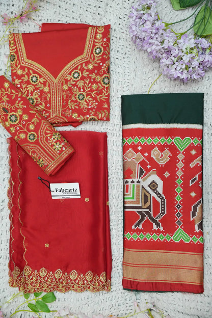 (ButtaBomma) South Indian Festival Traditional Half Saree with Embroidered Blouse & Dupatta