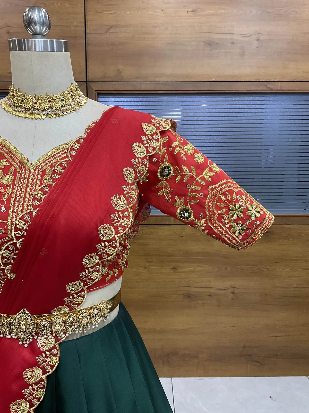 (ButtaBomma) South Indian Festival Traditional Half Saree with Embroidered Blouse & Dupatta