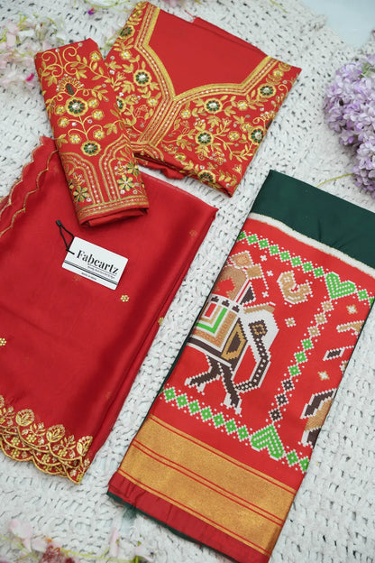 (ButtaBomma) South Indian Festival Traditional Half Saree with Embroidered Blouse & Dupatta