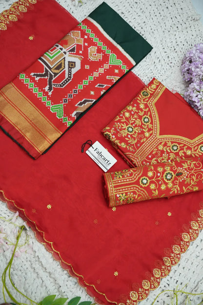 (ButtaBomma) South Indian Festival Traditional Half Saree with Embroidered Blouse & Dupatta