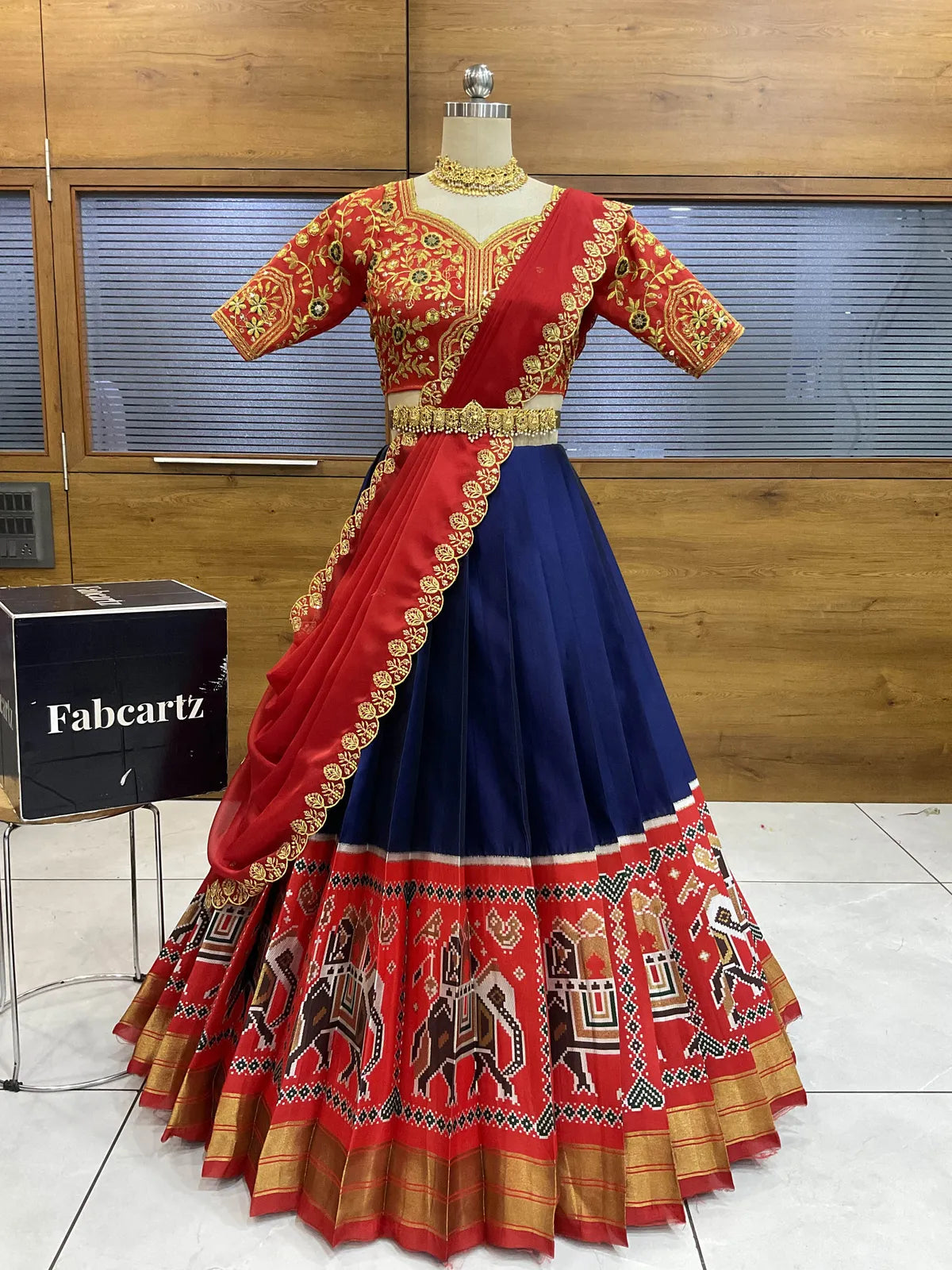 (ButtaBomma) South Indian Festival Traditional Half Saree with Embroidered Blouse & Dupatta