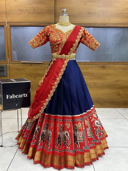 (ButtaBomma) South Indian Festival Traditional Half Saree with Embroidered Blouse & Dupatta