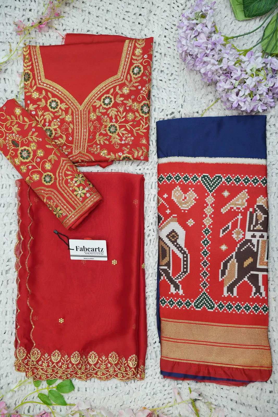 (ButtaBomma) South Indian Festival Traditional Half Saree with Embroidered Blouse & Dupatta