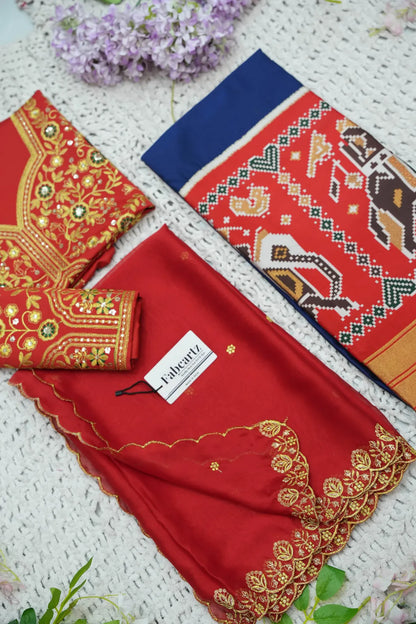 (ButtaBomma) South Indian Festival Traditional Half Saree with Embroidered Blouse & Dupatta