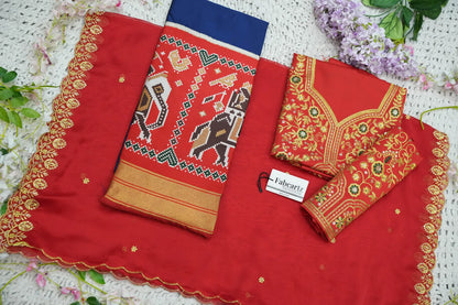(ButtaBomma) South Indian Festival Traditional Half Saree with Embroidered Blouse & Dupatta