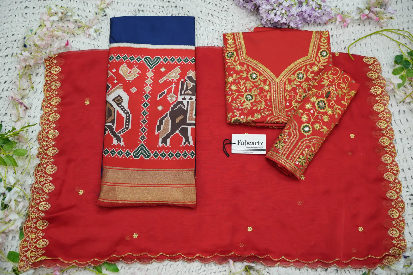 (ButtaBomma) South Indian Festival Traditional Half Saree with Embroidered Blouse & Dupatta