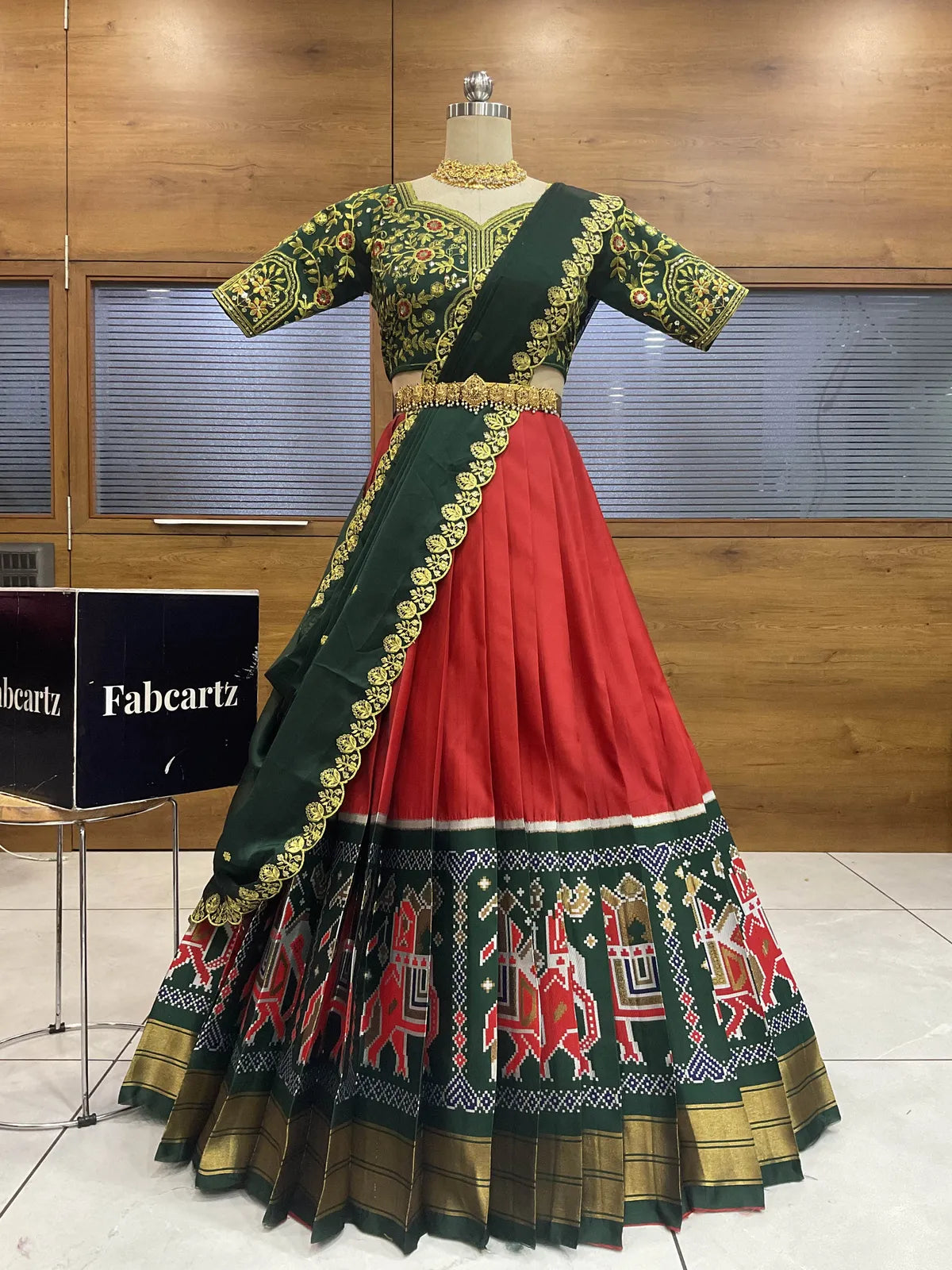 (ButtaBomma) South Indian Festival Traditional Half Saree with Embroidered Blouse & Dupatta