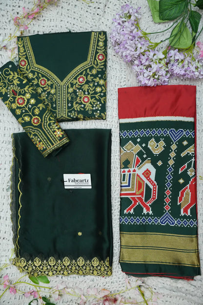 (ButtaBomma) South Indian Festival Traditional Half Saree with Embroidered Blouse & Dupatta