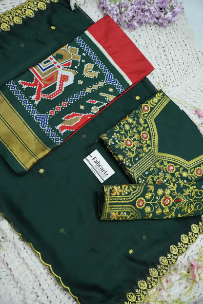 (ButtaBomma) South Indian Festival Traditional Half Saree with Embroidered Blouse & Dupatta