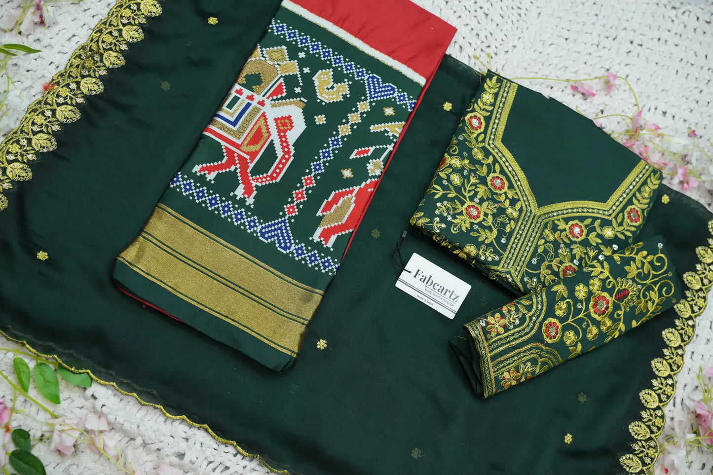 (ButtaBomma) South Indian Festival Traditional Half Saree with Embroidered Blouse & Dupatta
