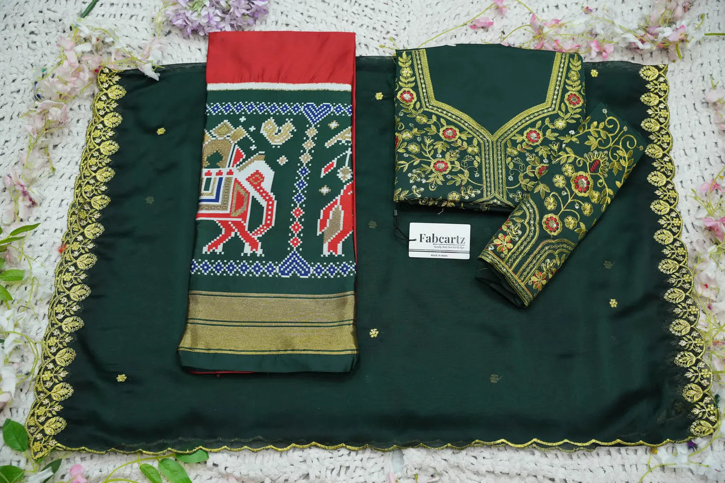 (ButtaBomma) South Indian Festival Traditional Half Saree with Embroidered Blouse & Dupatta