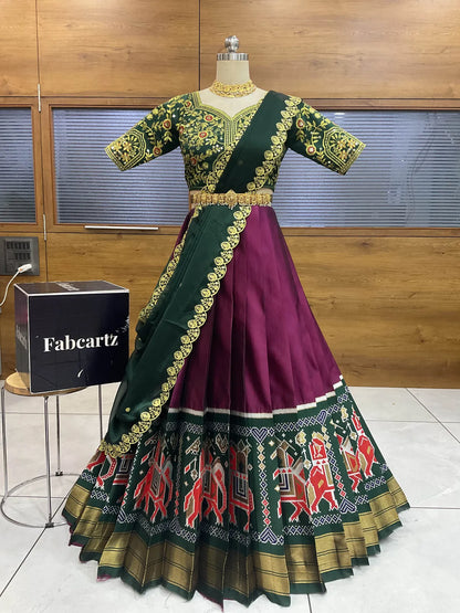 (ButtaBomma) South Indian Festival Traditional Half Saree with Embroidered Blouse & Dupatta