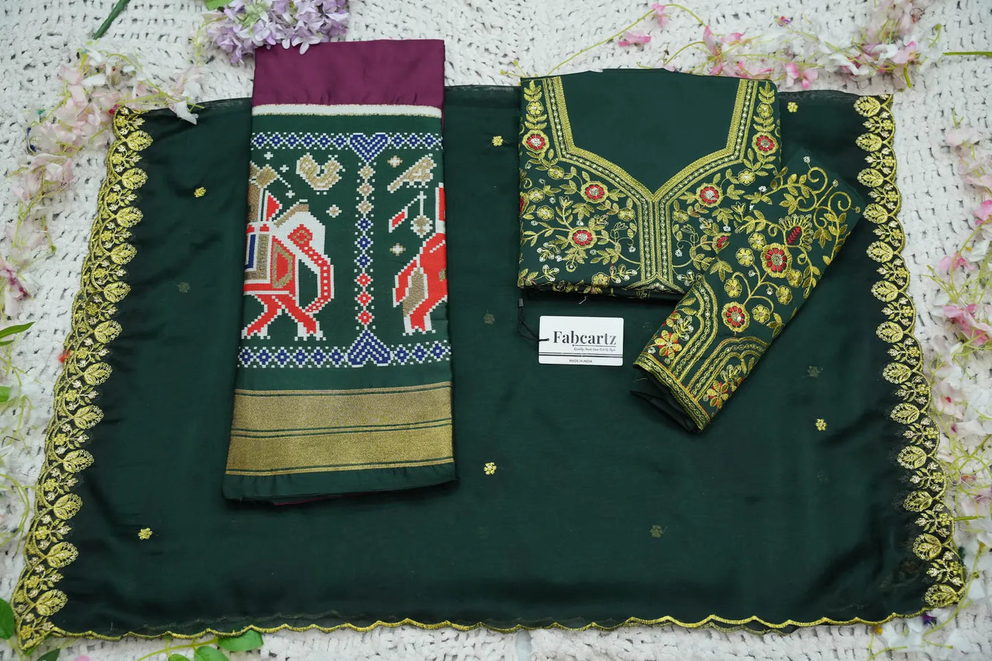 (ButtaBomma) South Indian Festival Traditional Half Saree with Embroidered Blouse & Dupatta