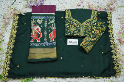 (ButtaBomma) South Indian Festival Traditional Half Saree with Embroidered Blouse & Dupatta