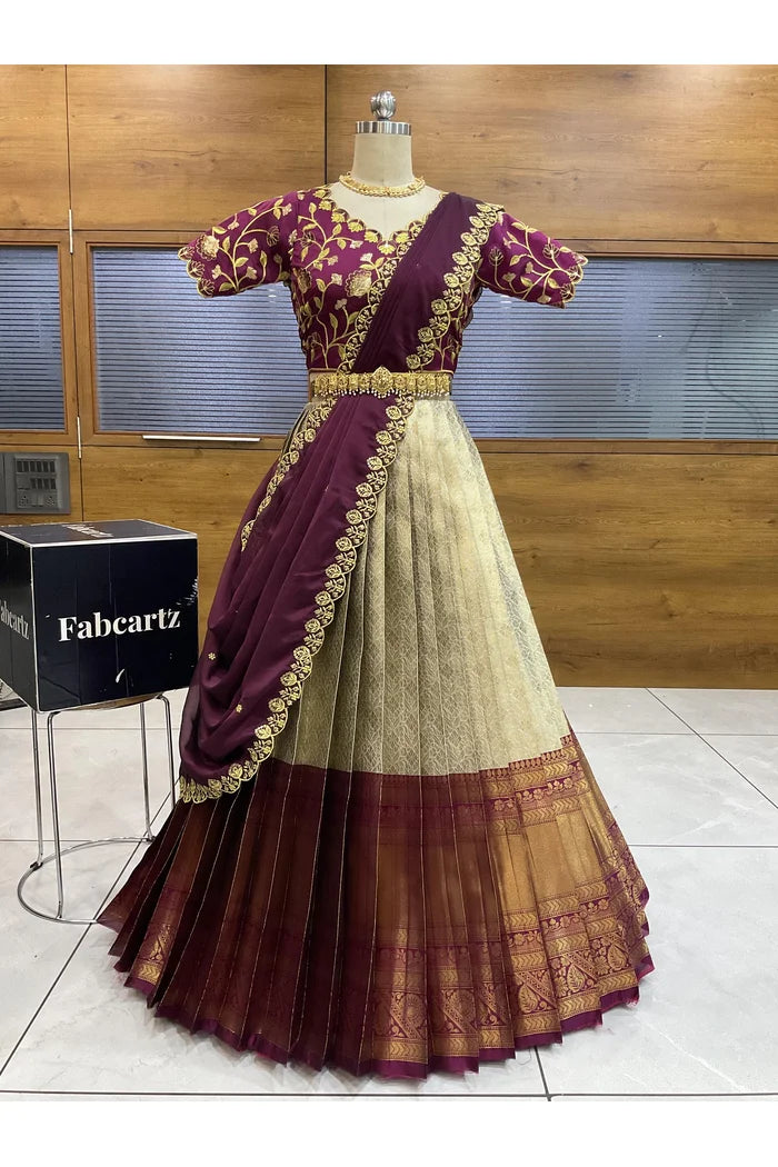 దక్షిణ భారత పండుగ సాంప్రదాయ హాఫ్ చీర (ఛవి) 