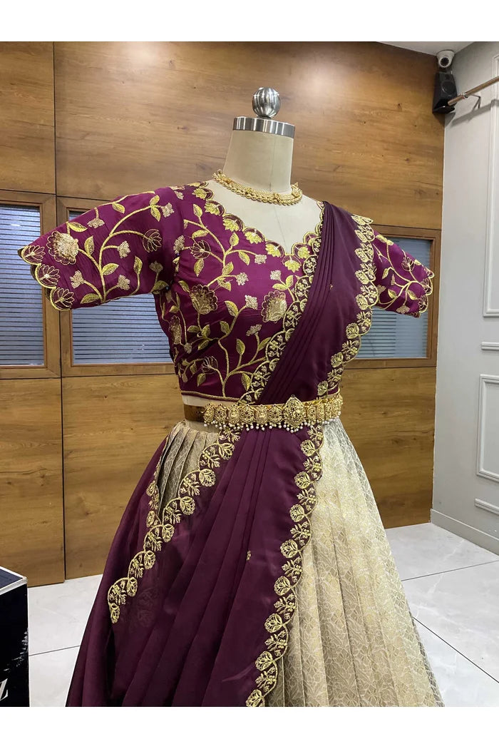 దక్షిణ భారత పండుగ సాంప్రదాయ హాఫ్ చీర (ఛవి) 