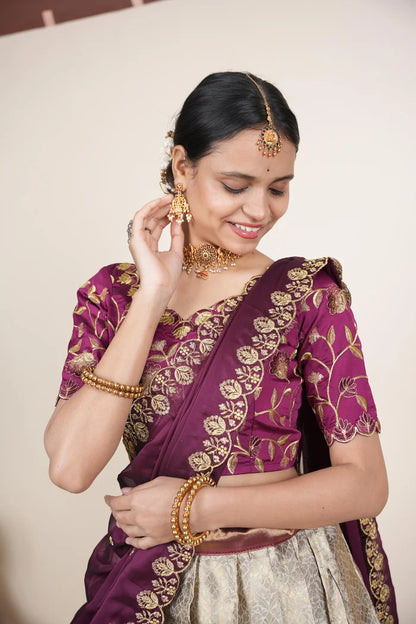 దక్షిణ భారత పండుగ సాంప్రదాయ హాఫ్ చీర (ఛవి) 