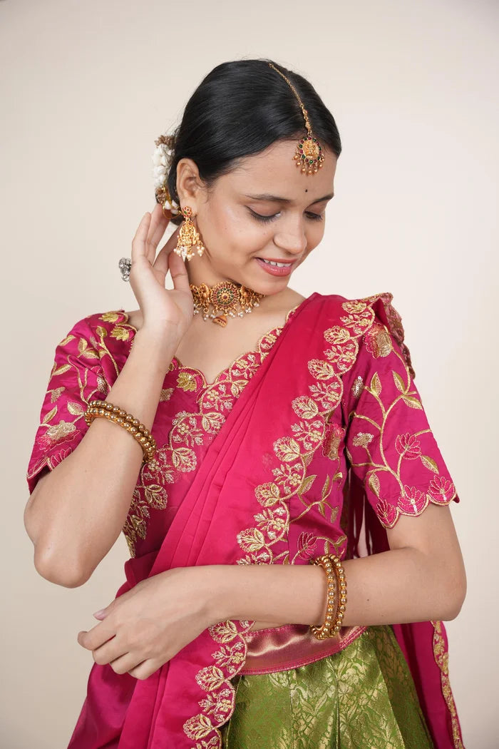 దక్షిణ భారత పండుగ సాంప్రదాయ హాఫ్ చీర (ఛవి) 