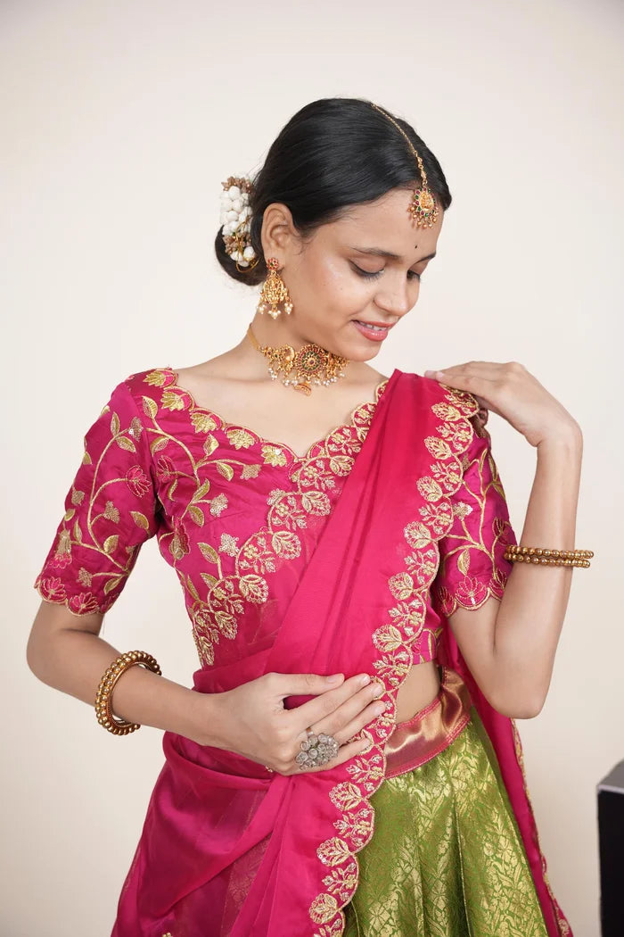 దక్షిణ భారత పండుగ సాంప్రదాయ హాఫ్ చీర (ఛవి) 