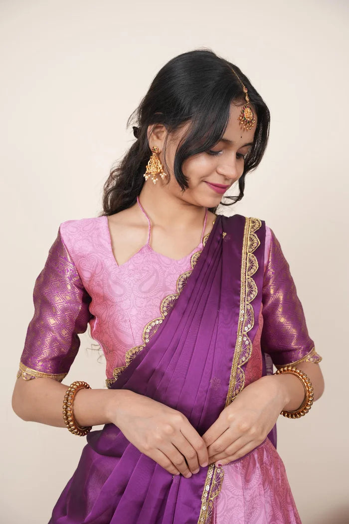 దక్షిణ భారత పండుగ సాంప్రదాయ హాఫ్ చీర (ఛవి) 