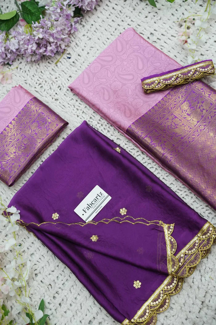 Revati Women's Woven Design zari work Half Saree with Blouse and Dupatta