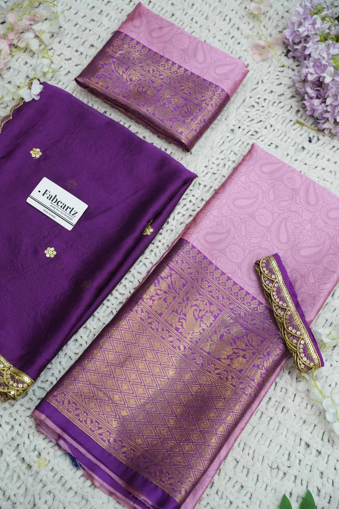 Revati Women's Woven Design zari work Half Saree with Blouse and Dupatta