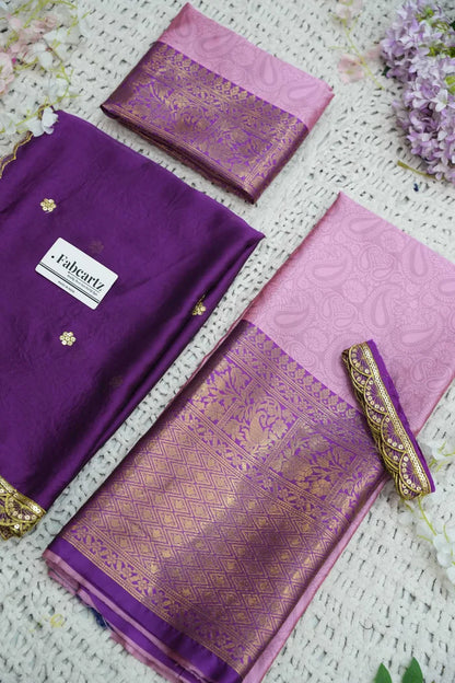 Revati Women's Woven Design zari work Half Saree with Blouse and Dupatta