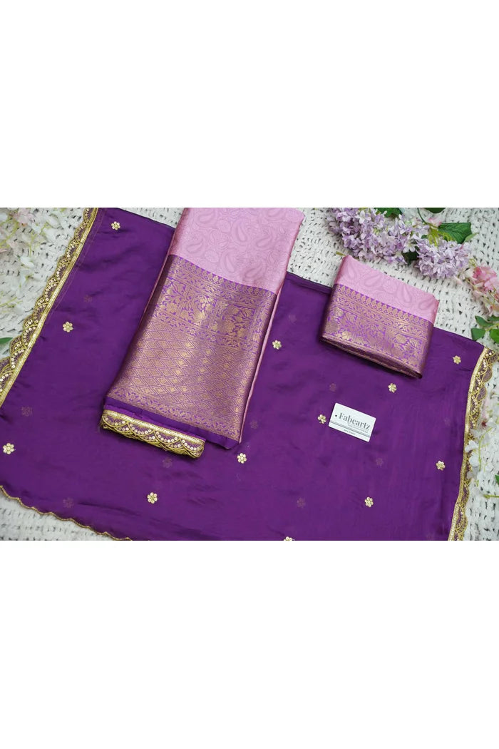 Revati Women's Woven Design zari work Half Saree with Blouse and Dupatta