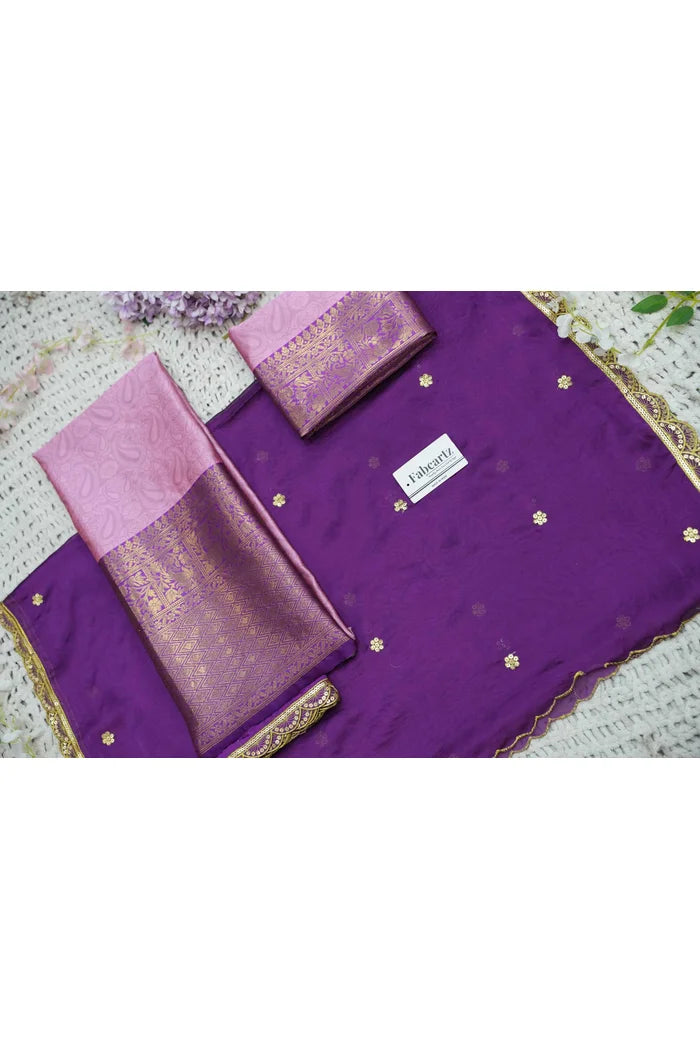 Revati Women's Woven Design zari work Half Saree with Blouse and Dupatta