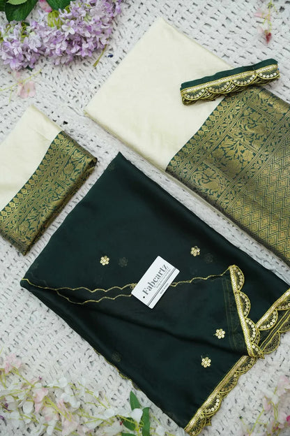 Revati Women's Woven Design zari work Half Saree with Blouse and Dupatta