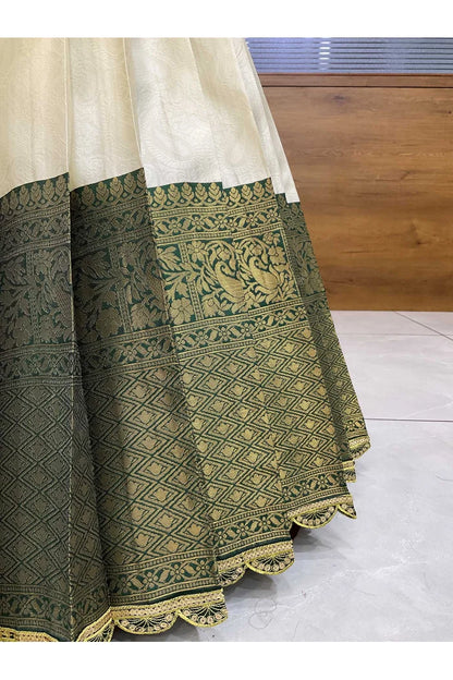 Revati Women's Woven Design zari work Half Saree with Blouse and Dupatta