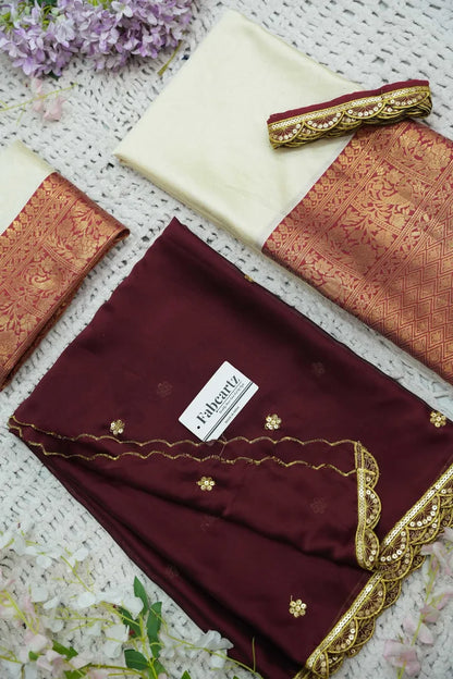 Revati Women's Woven Design zari work Half Saree with Blouse and Dupatta