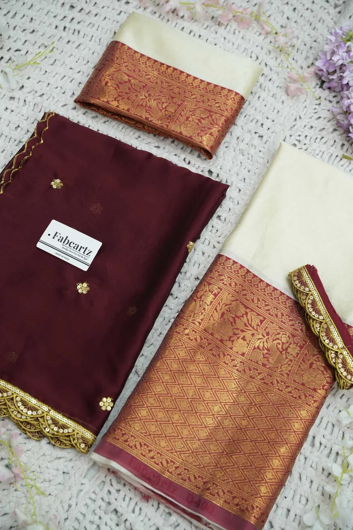 Revati Women's Woven Design zari work Half Saree with Blouse and Dupatta