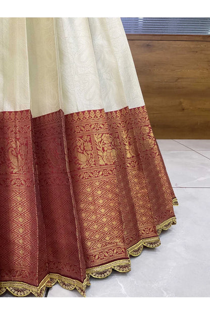 Revati Women's Woven Design zari work Half Saree with Blouse and Dupatta