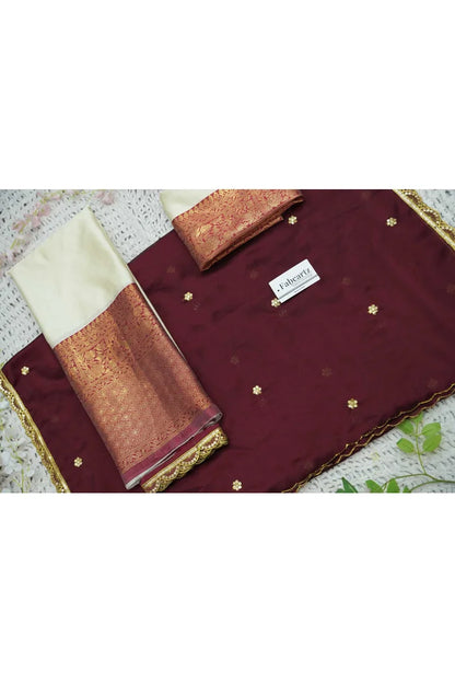 Revati Women's Woven Design zari work Half Saree with Blouse and Dupatta